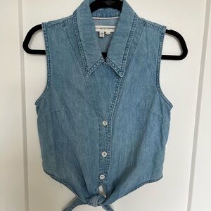 Anthropologie Light Blue Denim Button-Front Shirt